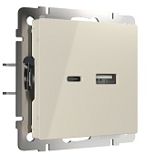 Розетка USB тип A+С слоновая кость W1171803