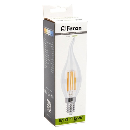 Лампа светодиодная Feron LB-718 Свеча на ветру E14 15W 230V 4000K - фото
