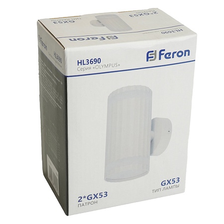 Светильник  настенный Feron HL3690 OLYMPUS 12W, 230V, 2*GX53,  белый IP20 - фото