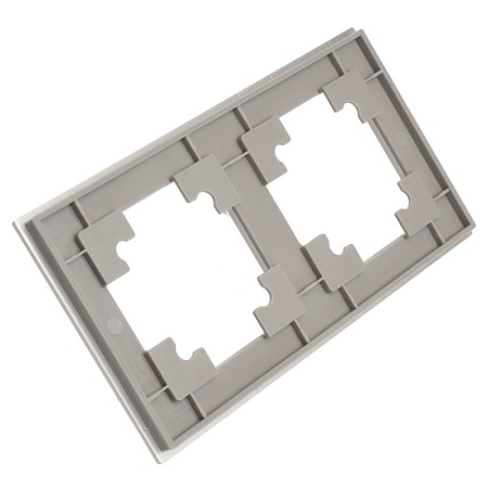 Рамка 2-местная, металл, STEKKER, MFR00-7002-03 , серия Катрин, серебро - фото