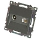 Розетка TV + компьютерная RJ-45 (механизм), серия Катрин, графит, GLS00-7106-06 - фото