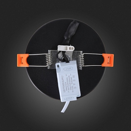 Светильник встраиваемый Черный LED 1*6W 3000K 468Lm Ra>80 120° IP20 D110xH20 170-240V ST104.402.06 - фото