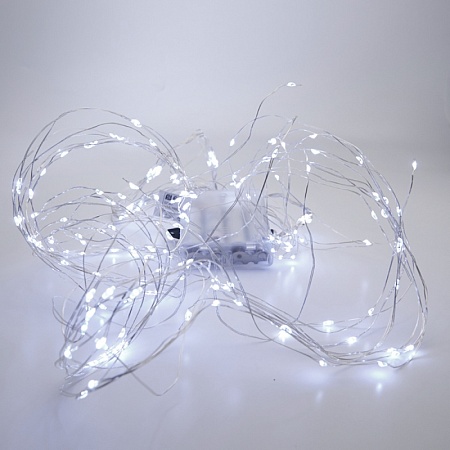 Светодиодная гирлянда Feron CL53  10 веток *20LED, 2м + 1м белый,статичная, с питанием от батареек, прозрачный шнур - фото