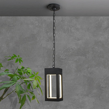 Уличный подвесной светодиодный светильник Frame LED IP54 1528 TECHNO LED черный Elektrostandard - фото
