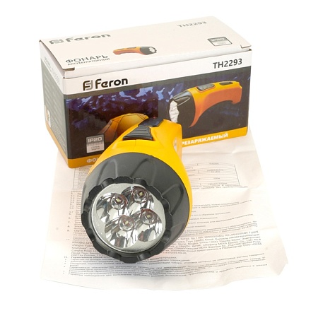 Фонарь аккумуляторный, 4 LED DC (свинцово-кислотная батарея), желтый, TH2293 (TH93A) - фото