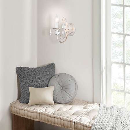 Настенный светильник Eurosvet 3305/1 белый с золотом / прозрачный хрусталь - фото