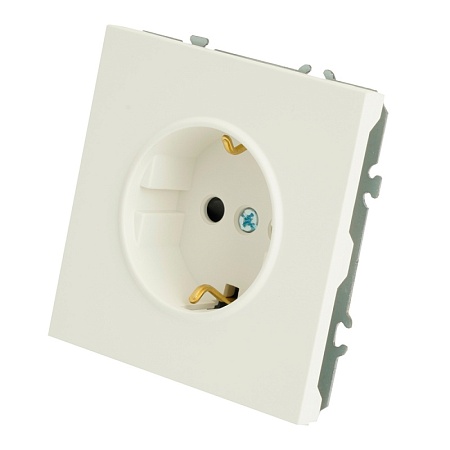 Розетка 1-местная с защитной шторкой с/з (механизм), STEKKER, 250В, 16А, серия Эмили, RST16-5110-01, белый фарфор, soft touch - фото