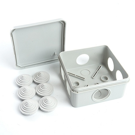 Коробка разветвительная STEKKER EBX10-34-55, 70*70*40мм, 4 ввода, IP55, светло-серая (GE41236) - фото