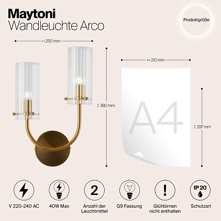 Настенный светильник (бра) Maytoni Arco MOD223WL-02BS1 - фото