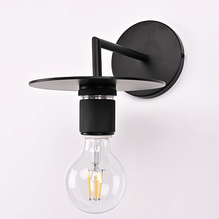 Бра Rh Utilitaire Knurled Disk Shade Sconce Black Imperiumloft 123281-22 - фото