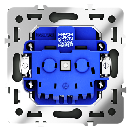 Розетка встраиваемая VOLTUM S70 с заземлением и защитными шторками, 16А, (титан)