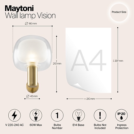 Настенный светильник (бра) Maytoni Vision MOD411WL-01G - фото