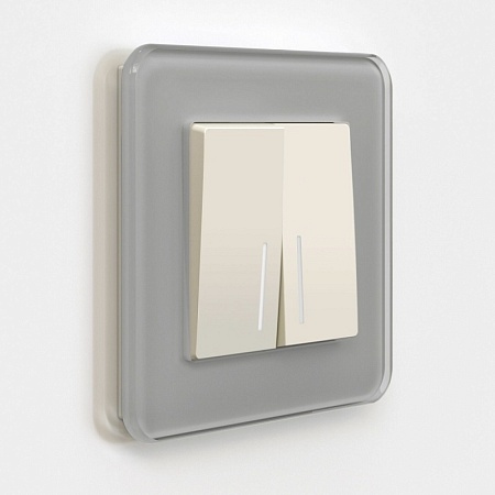 Выключатель двухклавишный с подсветкой айвори матовый W1120162 - фото