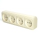 Розетка 4-местная б/з STEKKER, PST16-60-20 (RA 16-464-БЖ), пластик АВС, 250В, 16А, IP20, слоновая кость - фото