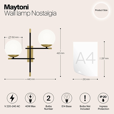 Настенный светильник (бра) Maytoni Nostalgia MOD050WL-02G - фото