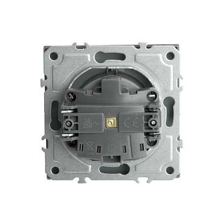 Розетка 1-местная с защитной шторкой с/з (механизм), STEKKER, 250В, 16А, серия Эмили, RST16-5110-10, платиново-серый, soft touch - фото