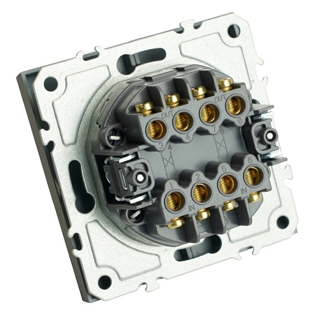 Переключатель перекрестный 2-клавишный (механизм), STEKKER, 250В, 10А, серия Эмили, RSW10-5111-10, платиново-серый, soft touch - фото