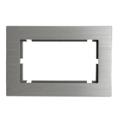 Рамка 2-местная (без перемычки), металл, STEKKER, MFR00-7012-03, серия Катрин, серебро - фото