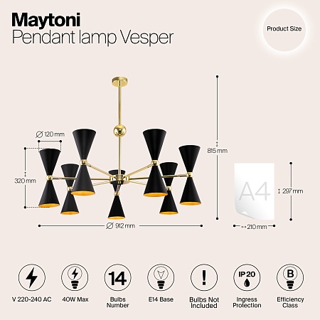 Подвесной светильник Maytoni Vesper MOD108PL-14GB - фото