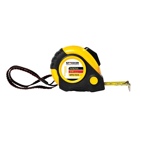 Рулетка, 3 м х 16 мм, прорезиненное покрытие, II класс точности, автостоп MTS-73-R - фото
