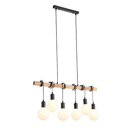 Светильник подвесной Черный, Светлое дерево E27 6*60W SL1142.403.06 - фото