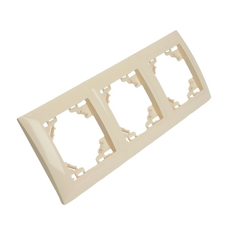 Рамка 3-местная горизонтальная STEKKER, PFR00-9013-02, серия Эрна Элегант, слоновая кость - фото