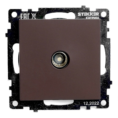 Розетка телевизионная 1-местная (механизм), STEKKER GLS00-7108-05, 75 Ом, 5-862МГц, серия Катрин, черный - фото