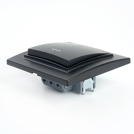 Переключатель перекрестный 1-клавишный STEKKER  PSW10-9009-03, 250В, 10А, серия Эрна, черный - фото