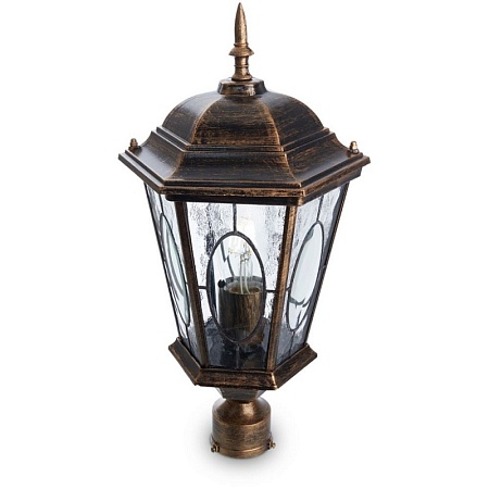 Светильник садово-парковый Feron PL152 шестигранный на столб 60W E27 230V, черное золото - фото