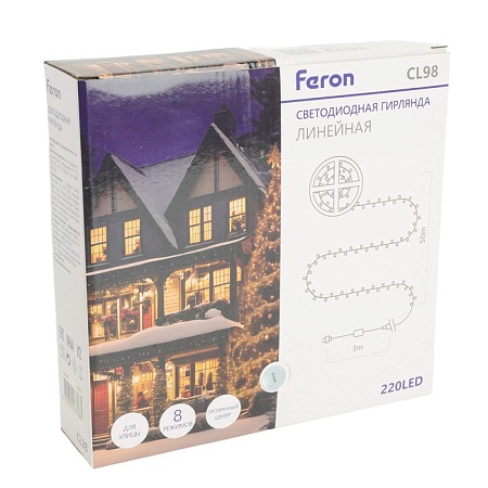 Светодиодная гирлянда на бобине Feron CL98 линейная 50м + 3м 230V 5000К, c питанием от сети, зеленый шнур - фото