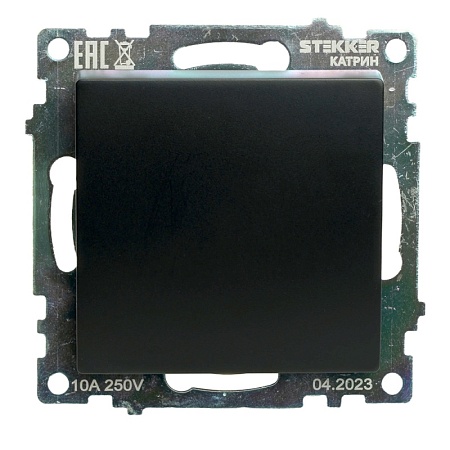 Переключатель перекрестный 1-клавишный (механизм), STEKKER GLS10-7110-05, 250V, 10А, серия Катрин, черный - фото