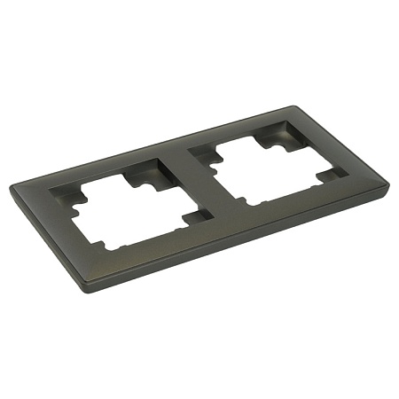 Рамка STEKKER, PFR00-7002-06 2-местная, пластик, серия Катрин, графит - фото