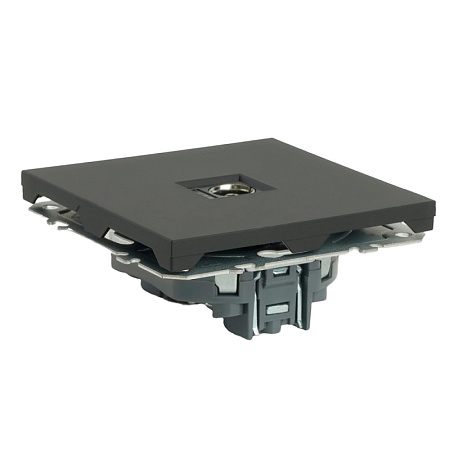 Розетка телевизионная 1-местная (механизм), STEKKER, 75 Ом, 5-862МГц, серия Эмили, RST00-5108-05, черный уголь, soft touch - фото