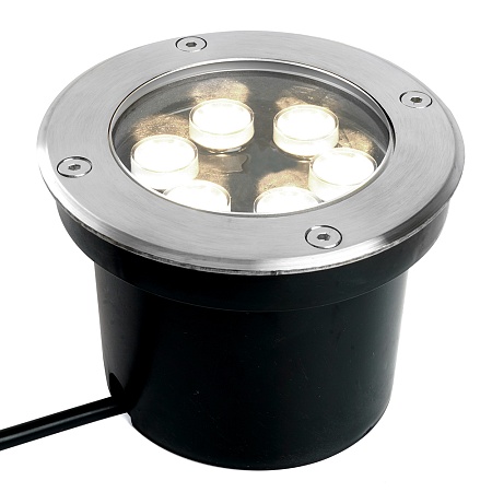 Светодиодный светильник тротуарный (грунтовый) Feron SP2802, 6W, AC/DC12-24V, низковольтный, 4000К, металлик, D120*H90mm, вн.диаметр: 90m, IP67 - фото