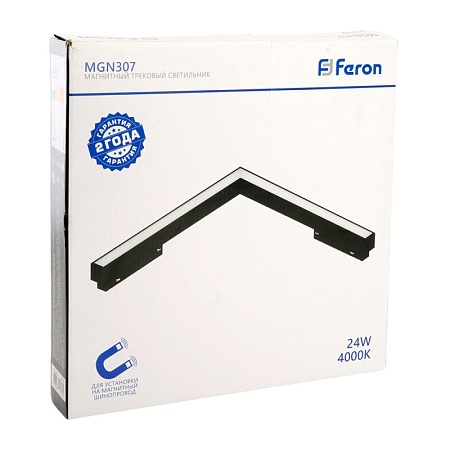 Светильник светодиодный Feron MGN307 трековый низковольтный 24W, 1920 Lm, 4000К, 110 градусов, черный серия MattLine - фото