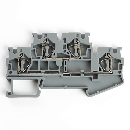 Зажим пружинный, 4-проводной проходной 2 уровня ЗНИ - 2,5 (JXB ST 2,5), серый STEKKER - фото