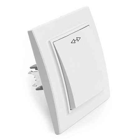 Переключатель перекрестный 1-клавишный STEKKER  PSW10-9009-01, 250В, 10А, серия Эрна, белый - фото