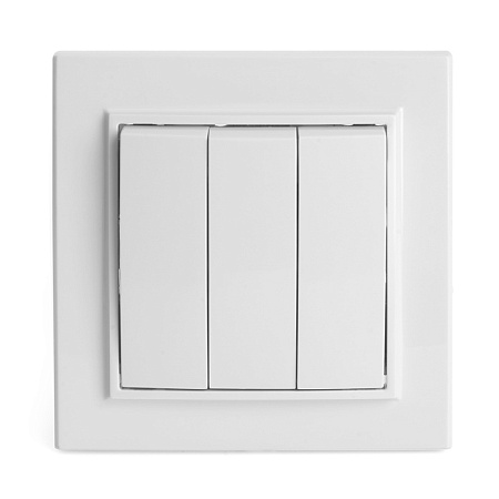 Выключатель 3-клавишный STEKKER  PSW10-9007-01, 250В, 10А, серия Эрна, белый - фото