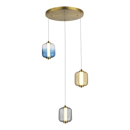 Светильник подвесной ST-Luce Латунь/Янтарный,Дымчатый,Голубой LED 3*11,2W 3000K SL1193.303.03 - фото