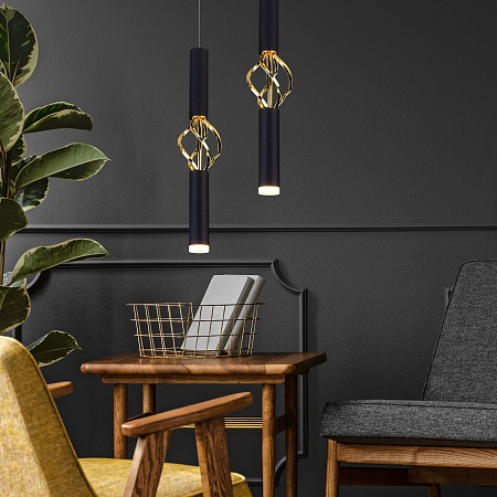 Подвесной акцентный светильник Eurosvet 50191/1 LED черный/золото - фото