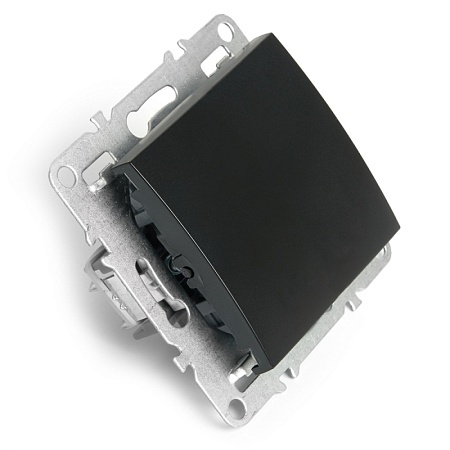 Выключатель 1-клавишный (механизм), STEKKER, PSW10-9103-03, 250В, 10А, серия Эрна, черный - фото