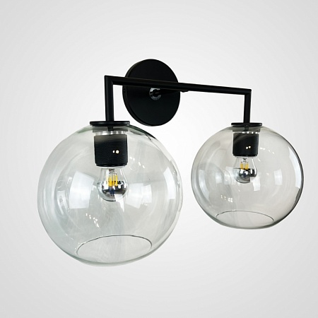 Бра Rh Utilitaire Globe Shade Double Sconce Black Imperiumloft 123272-22 - фото