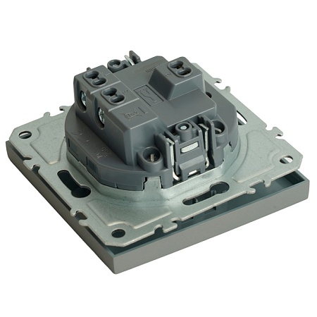 Переключатель 1-клавишный (механизм), STEKKER, 250В, 10A, серия Эмили, RSW10-5105-10, платиново-серый, soft touch - фото