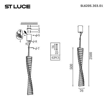 Светильник подвесной ST-Luce Латунь/Прозрачный LED 1*11W 4000K SL6205.303.01 - фото