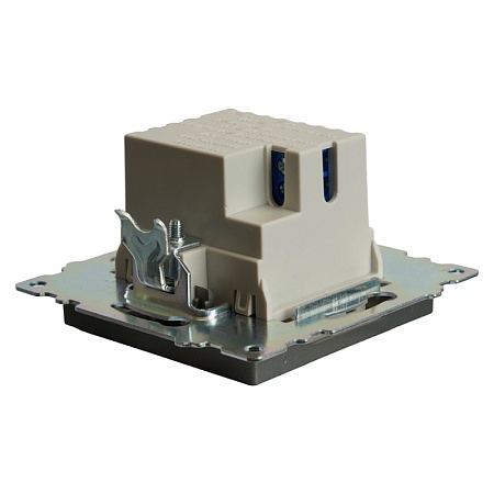 Розетка 2-местная USB + type C (механизм), 250В, 3А, max 20W, серия Катрин, графит, GLS10-7116-06 - фото