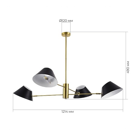 Светильник подвесной Латунь/Черный, Белый E14 4*60W SLE1253-343-04 - фото