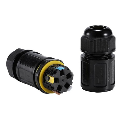 Соединитель-коннектор 5-контактный LD546 с рычажной клеммой, с пружинным контактом, водонепроницаемый, черный - фото