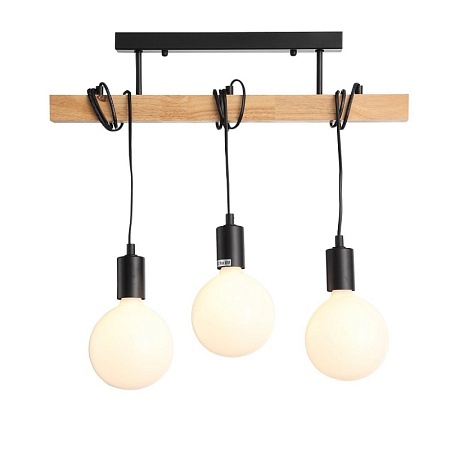 Светильник подвесной Черный, Светлое дерево E27 3*60W SL1142.403.03 - фото