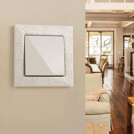 Выключатель одноклавишный проходной слоновая кость WL03-SW-1G-2W-ivory - фото