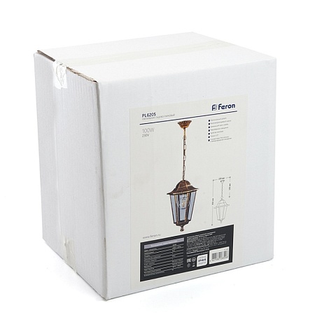 Светильник садово-парковый Feron 6205/PL6205 шестигранный на цепочке 100W E27 230V, черный - фото